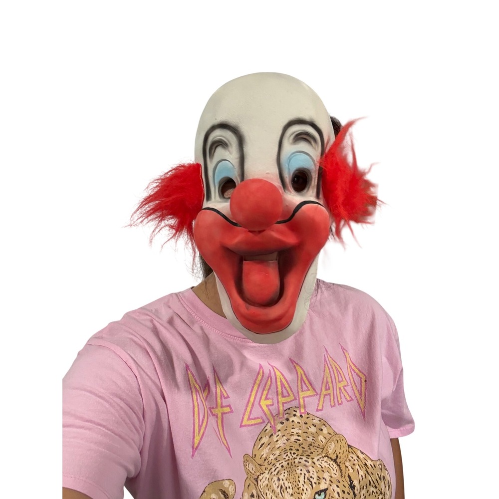 Vintage 1999 Paper Magic Group Clown Mask Red Hair Latex Halloween